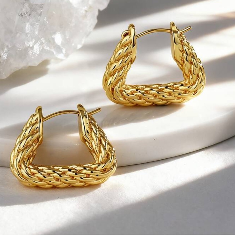 18K Gold Braided Hoop Earrings